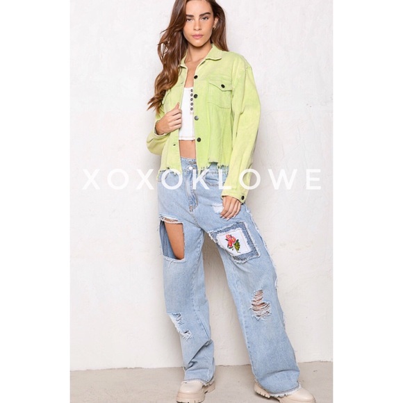 POL Retro 90s Distressed Relaxed Fit Jeans Patches Cutouts - Picture 16 of 16